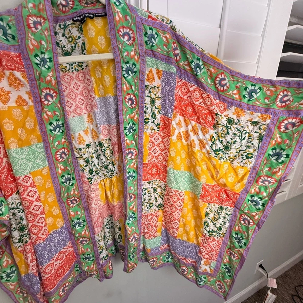 Tolani Collection Patchwork Print Kimono Cardigan XL Boho - Picture 9 of 9